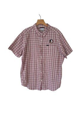 Columbia FSU Seminoles Florida State Plaid Shirt Short Sleeve Button Up Large